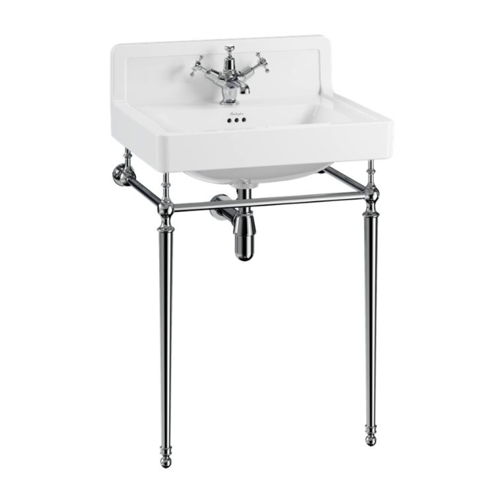 Product Cut out image of the Burlington Contemporary Upstand 610mm Basin & Chrome Washstand